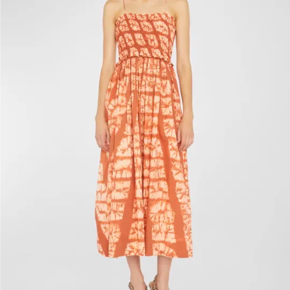 Ulla Johnson Orange Tie-Dye Midi Dress